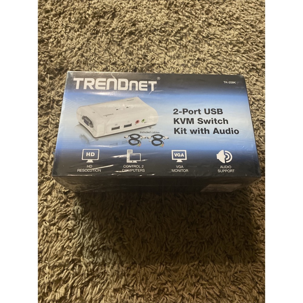 TRENDnet 2-Port USB KVM Switch Kit w/ Audio VGA TK-209K White